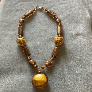 Golden, Brown, multi color Murano glass   Beaded Necklace